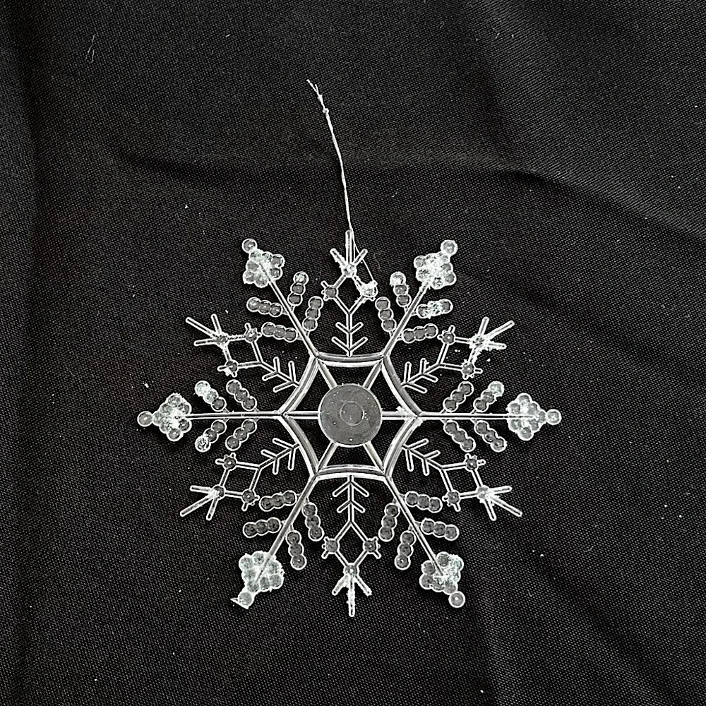 Glittery Transparent Snowflake Ornaments Set of 5 Plastic